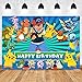 Cartoon Animals Photography Backdrop for Children Boys Happy Birthday Supplies Party Banner 7x5ft Vinyl Photo Background Blue Stripes Baby Shower Cake Table Decoration Photo Booth Studio Props