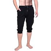 HDE Mens 3/4 Pants Workout Jogger Yoga Capri Shorts with Pockets for Running