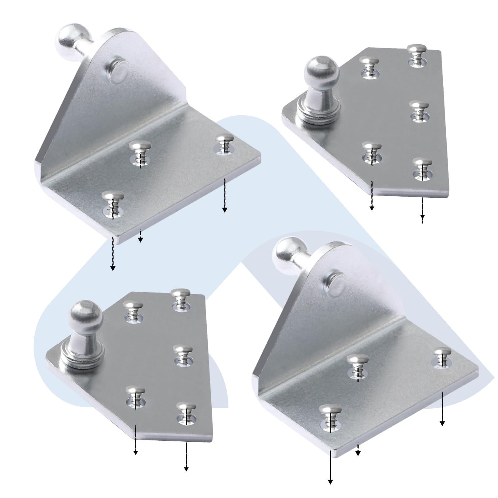 Photo 1 of 10MM Ball Stud Widen Mounting Brackets for Universal Gas Struts Lift Supports Shocks Spring Prop 4PCS, Silver(Bigger Version)