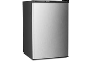 Antarctic Star Upright Freezer 3.0 Cu.ft, Compact Mini Freezer with Reversible Single Door, Temperature Control, Removable Shelves, Small freezer Stainless Steel for Dorms Home Office, Silver
