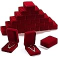 Inbagi 24 Pcs Necklace Pendant Box Velvet Jewelry Storage Display Case Ring Earring Pendant Jewelry Boxes Pearl Necklace Holder Gift Boxes for Christmas Wedding Engagement Birthday Anniversary(Red)