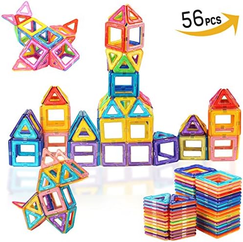 LeNest Magnetic Blocks Building Set, Magnet Tiles Educational Toy Kits for Kids - 56 pcs