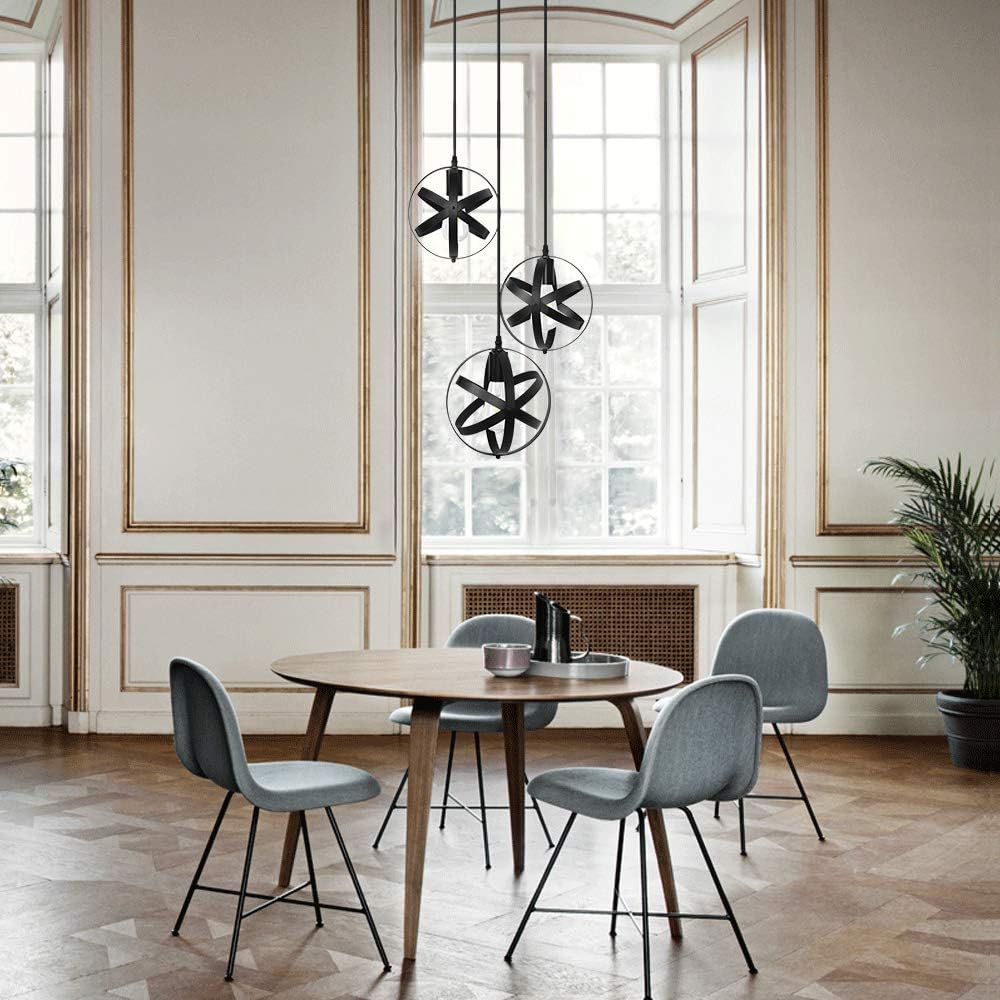 3-Light Black Pendant Lighting Farmhouse Globe Chandelier Rustic Hanging Lighting Fixture for Kitchen Island Dining Room Living Room Bedroom Foyer - - 