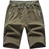 Tansozer Mens Athletic Shorts with Zip Pockets