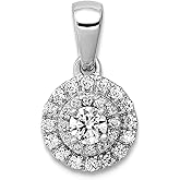JewelryWeb 14k White Gold Diamond Halo Pendant Necklace Pendant for Women