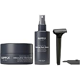 SUPPLY Single Edge SE Shaving Starter Kit for Men &ndash; Includes Safety Razor in Matte Black, 8 Black Label Blade Refills and Shaving Cream 3.4 oz &amp; Post Shave Lotion 2 oz in Sandalwood &amp; Cedar