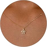 GUOKE 14K Gold Plated Dainty Pendant Butterfly Bead Boot Bee Baseball Flower Compass Airplane Heart Hummingbird Tree Necklace Simple Jewelry Gift for Women