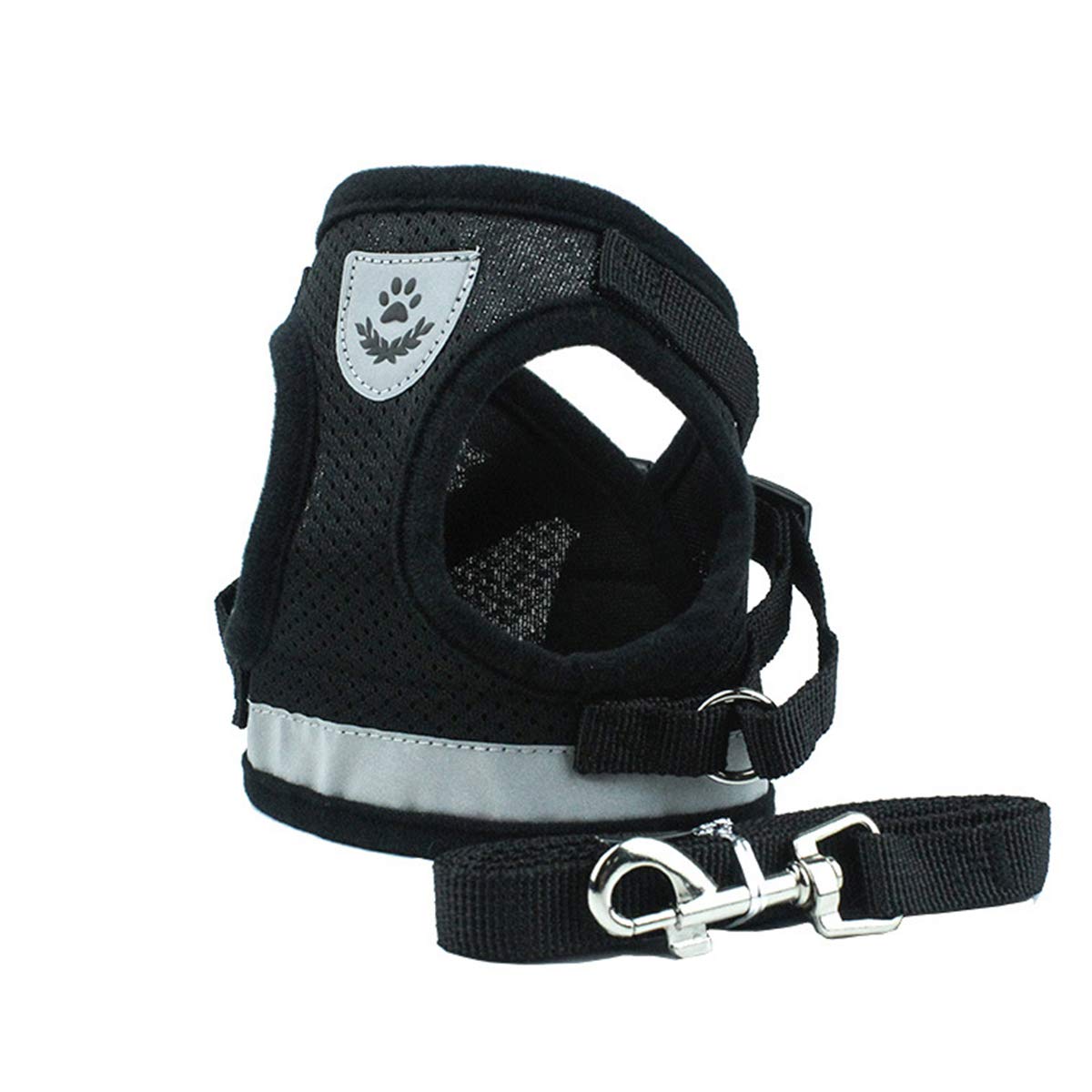 PETCUTE Reflective Dog Harness Adjustable No Pull Dog Harness Mesh Vest Puppy Chest Harness With Leash Black M