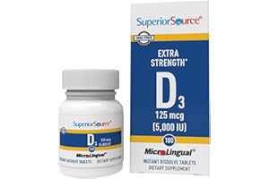Superior Source Vitamin D3 5000 IU - Offers Immune System, Brain & Nervous System Support - Aids Calcium Absorption for Teeth & Bone Health - Bariatric Friendly - 100 Sublingual Dissolving Tablets