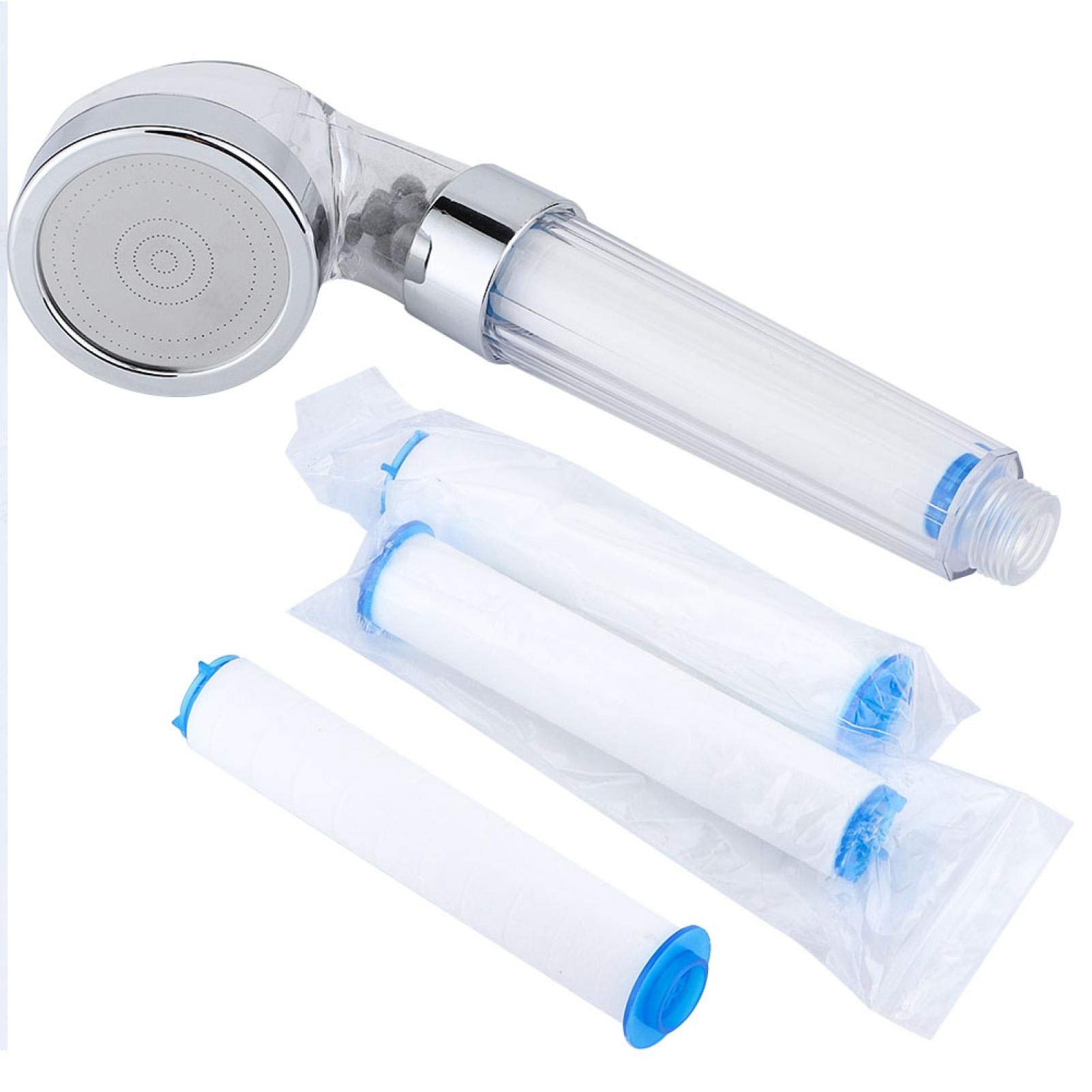 Negative Ions Pressurized Handheld Shower Head, Large Powerful Handheld Showerhead Djustable Jetting Shower Head High Pressure Saving Water Bathroom Anion Filter Shower with PP Cotton Filters