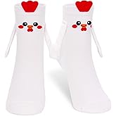 FunisFun Chicken Socks with Magnetic Holding Hands Funny Animal Crazy Socks for Women Ideal Gifts for Adult