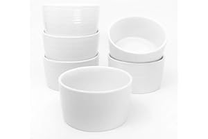 M. Gastro Kitchens, 6 Piece Set, 4 Ounce “West Loop” Round Ramekins, Creme Brulee, Souffle, Custards (4 Ounce, Off-White)