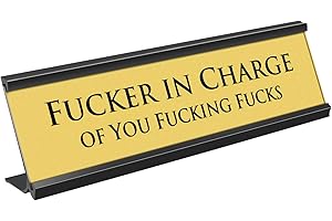 GENERIC Funny Engraved Desk Name Sign for Office - 8x2 Inch Humorous Plate for Boss & Coworker Gifts, Durable Aluminum Desk Decor with Sturdy Base