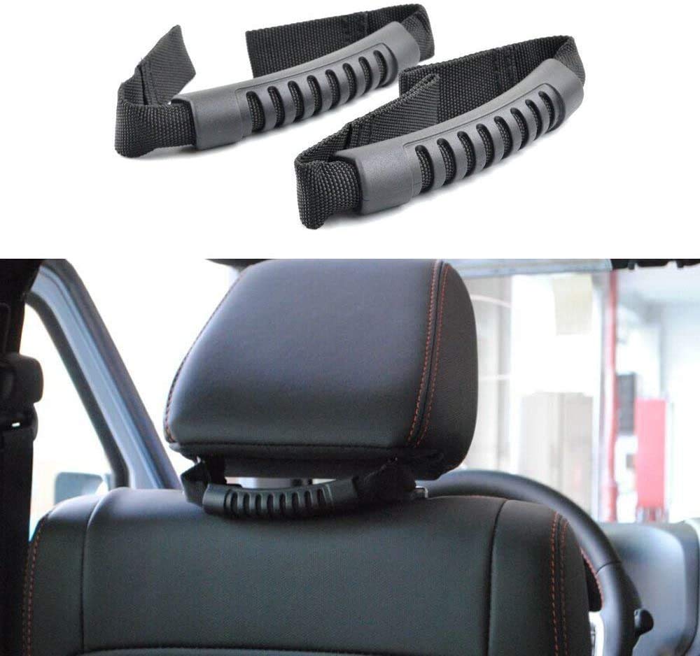 Namvo Set of 2 Car Rear Seat Back Auxiliary Headrest Safety Grab Handle with Thick Triple Straps