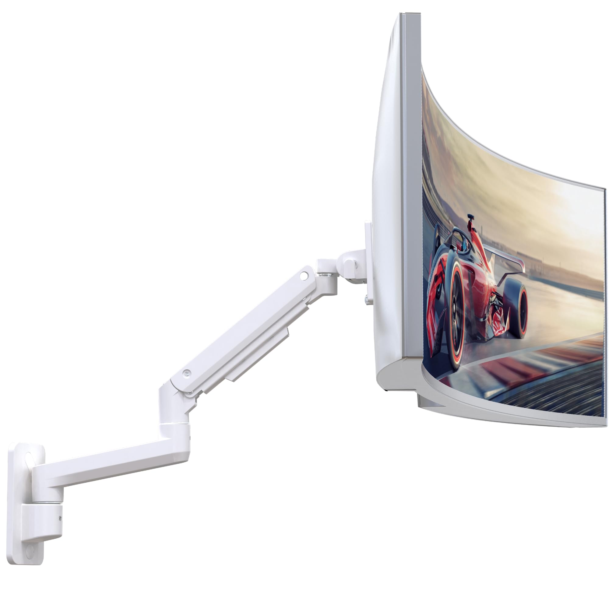 Photo 1 of Monitor Wall Mount for 17-49 Inch Ultrawide Monitors, Single Monitor Arm Holds 4.4-44 lbs Screens, Adjustable Premium Aluminum Wall Mount with Max VESA 100x100 for Samsung Odyssey G9 and More, White