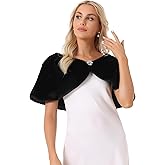 Allegra K Women's Elegant Faux Fur Shawl Bridal Wedding Party Wrap Stole Shrug