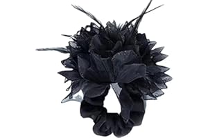 Feather Hair Ties Big Flower Scrunchies 1920s Headpiece Scrunchie Elastic Rope Accessories for Girls