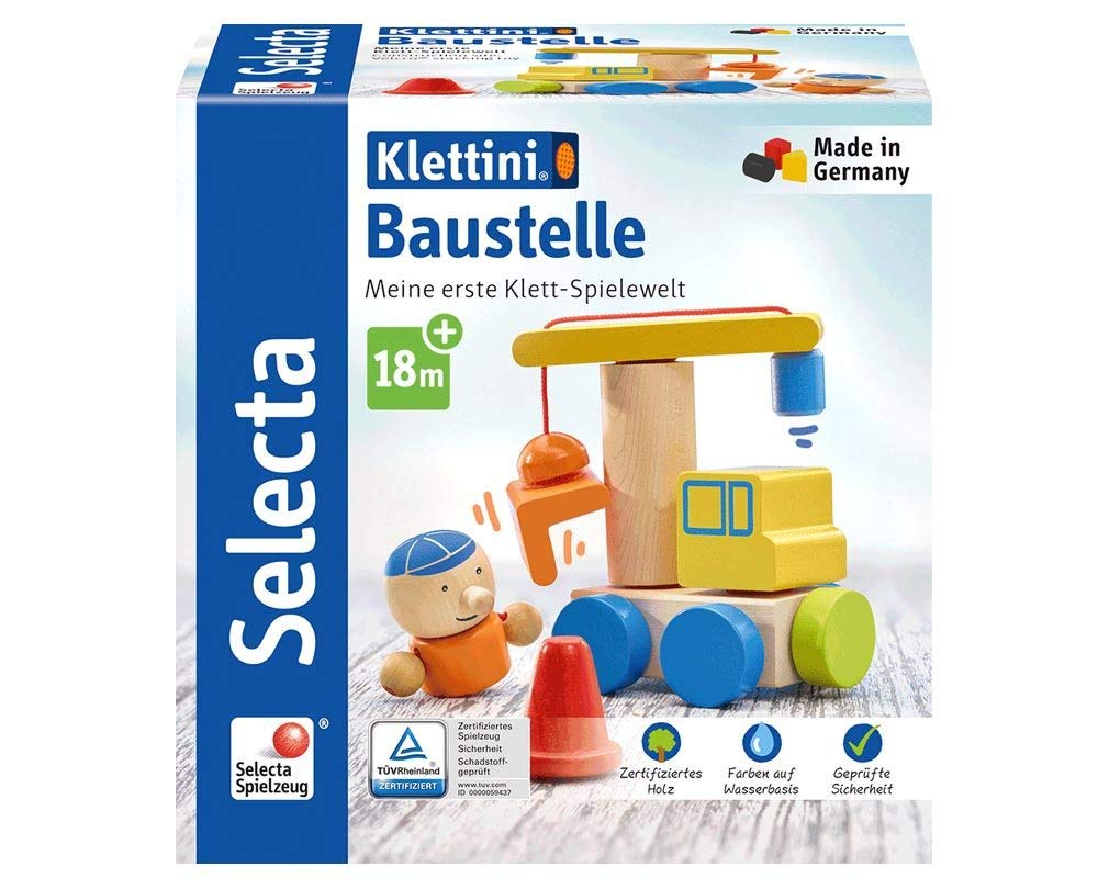 Selecta 62075 Klettini Construction Site Velcro Stacking Toy 8 Pieces Colourful