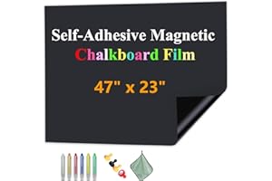 Magnetic Chalk Board Contact Film with Adhesive, 47" x 23" Magnetic Blackboard Sheet Sticker for Wall, Wallpaper Sheets for O