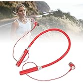 Sanpyl Neckband Bluetooth Earbuds, Cordless Bluetooth 5.2 IPX5 Stereo Ergonomic Enhanced Bass Neckband Magnetic Headphones for Sports Running Workout (Red)