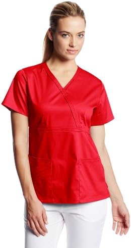 Cherokee 1841 Luxe Female Mock Wrap Top - Red