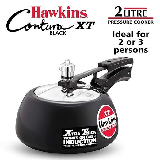 Hawkins - CXT20 Hard Anodised Aluminium Pressure Cooker, 2 litres, Black