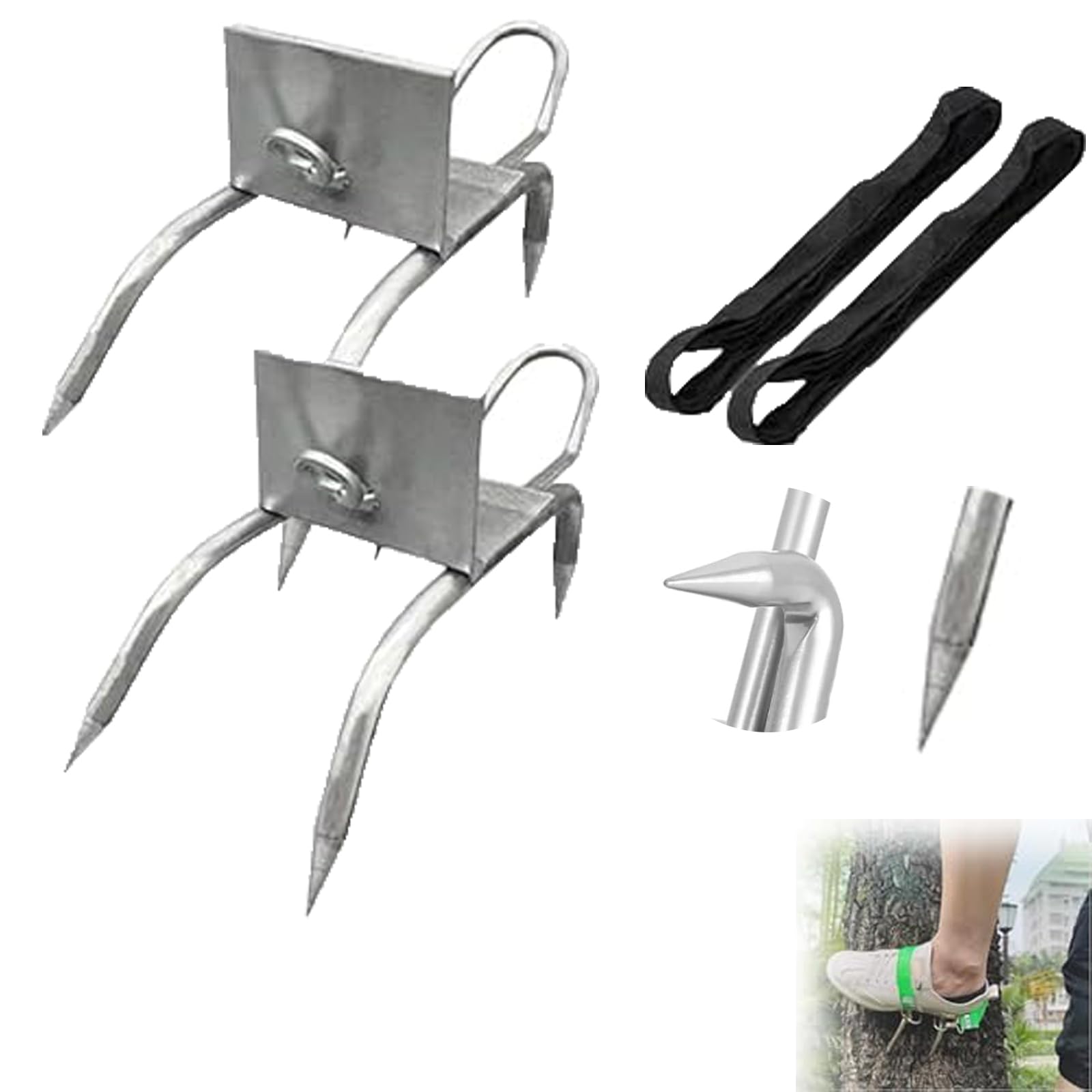 Photo 1 of Outdoor Tree-Climbing Anti-Slip Cat Claw Shoes Set Anti-Slip Climbing Gear Portable Tree Spikes for Outdoor Activities