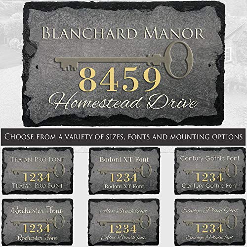 Sassy Squirrel Beautifully Handcrafted and Customizable Slate Home Address Plaque (12"x8" or 16"x10") Personalized House Sign with and mounting Hardware. Improve The Curb Appeal of Your Property