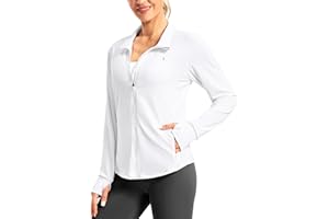 Soothfeel Women's UPF 50+ Lightweight Athletic Jackets Sun Protection Zip Up Long Sleeve Shirts Hiking Workout Outdoor Pocket