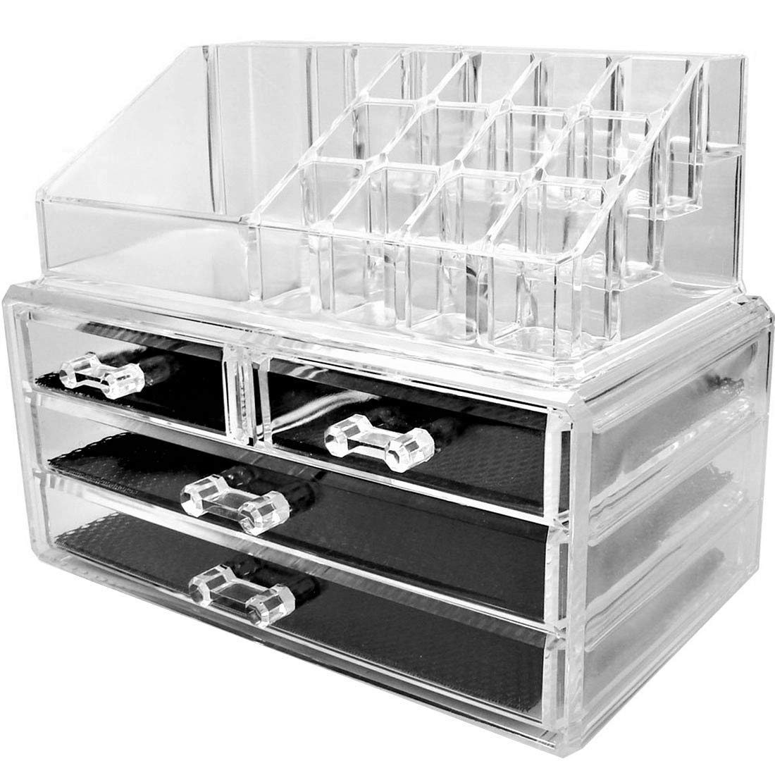 display4top Jewellery Storage Box Acrylic Cosmetics Lipsticks Make Up Organiser Holder Box (Clear)