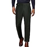 PJ PAUL JONES Men Vintage Tweed Pants Herringbone Pleated Suit Trousers