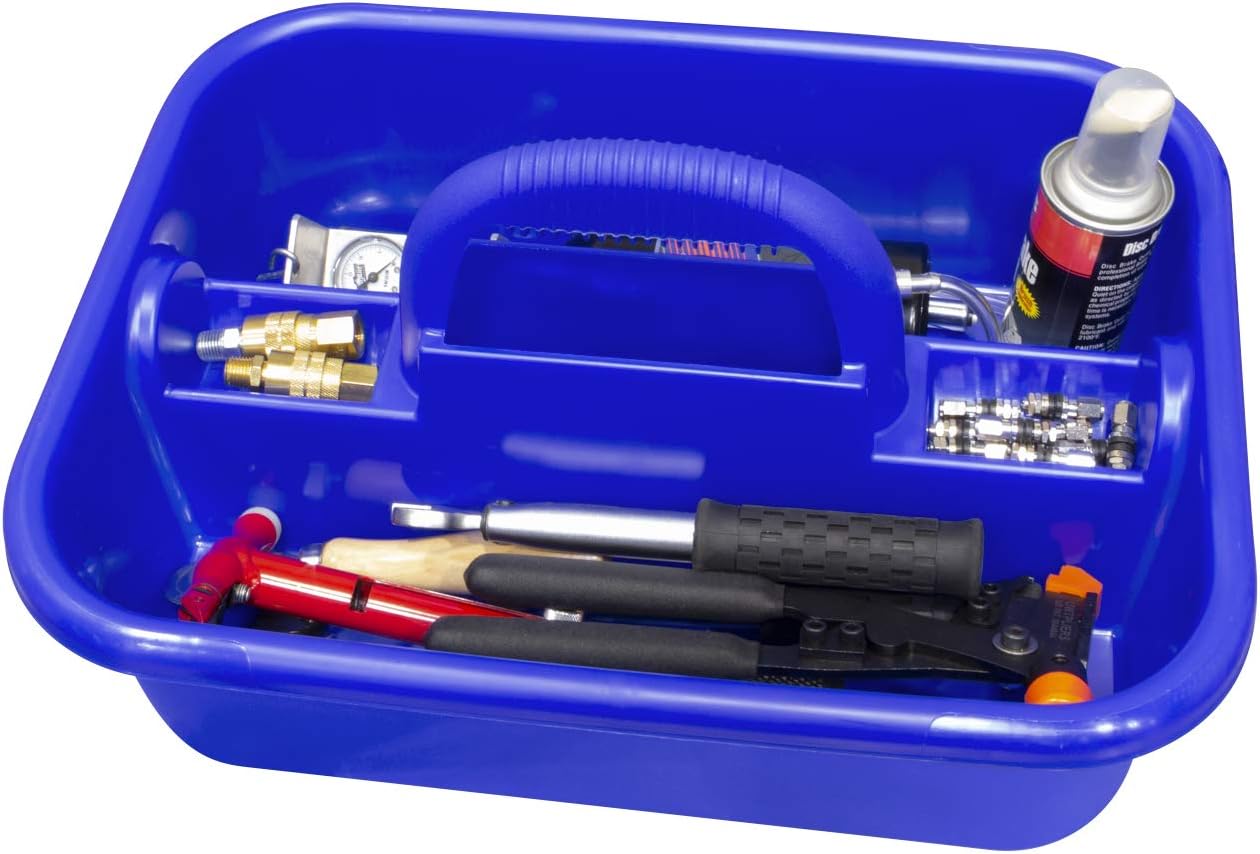 Akro-Mils 09185 Plastic Tote Tool & Supply Cleaning Caddy with Handle, (18-3/8-Inch x 13-7/8-Inch x 9-Inch), Blue (09185BLUE) - Cleaning Product Tote - 