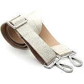CRAFTMEMORE Wide Shoulder Strap Metallic Tone Adjustable Bag Handle Crossbody Nylon Belt Replacement (Beige Silver JK09)