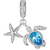 AOBOCO 925 Sterling Silver Dangle Charm Beads for Bracelet, Embellished with Crystal from Austria, Christmas Jewelry Gifts for Women