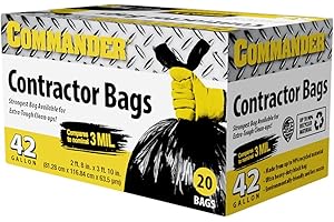 Commander 42 Gallon 2.5 MIL Black Heavy Duty Garbage Trash Bags - 32" x 46" - Pack of 20 - For Contractor, Industrial, Institutional, & Commercial