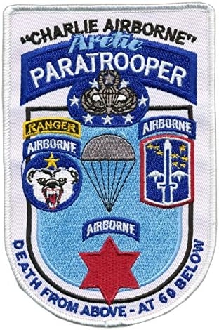 Charlie Airborne Embroidered Patch - 3 3/4" X 5 3/4" - US Paratrooper - US Airborne - Arctic Paratrooper - Alaska Airborne - Wax Backing with Merrowed Edge - Original Artwork by Bayonet Design