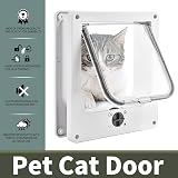 EASY JOY 4 Way Locking Cat Flap Medium Magnetic Silent Door Wall UPVC view 3