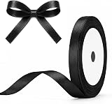 G2PLUS Black Satin Ribbon 10mm 22m Gift Wrap Decor Crafting Halloween
