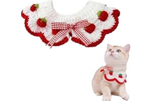 Qiansail Cute Cat Collars, Dog Bow Tie Collar with Strawberry Pattern Small Puppies Outfits Pet Clothes for Kitten Puppy (Red)