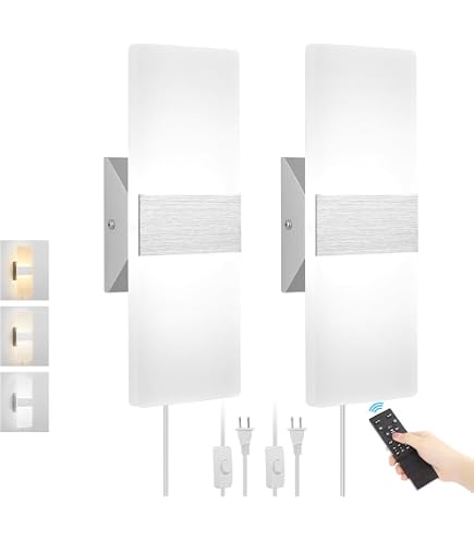 Battery Operated Wall Sconce With Remote Control, LED Wireless Wall Lights With Removable...