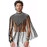 Men's Long Tassel Shrug Shoulder Pads Tank Top Clubwear Disco Rave Outfits Patchwork Sequins Fringe Outwears
