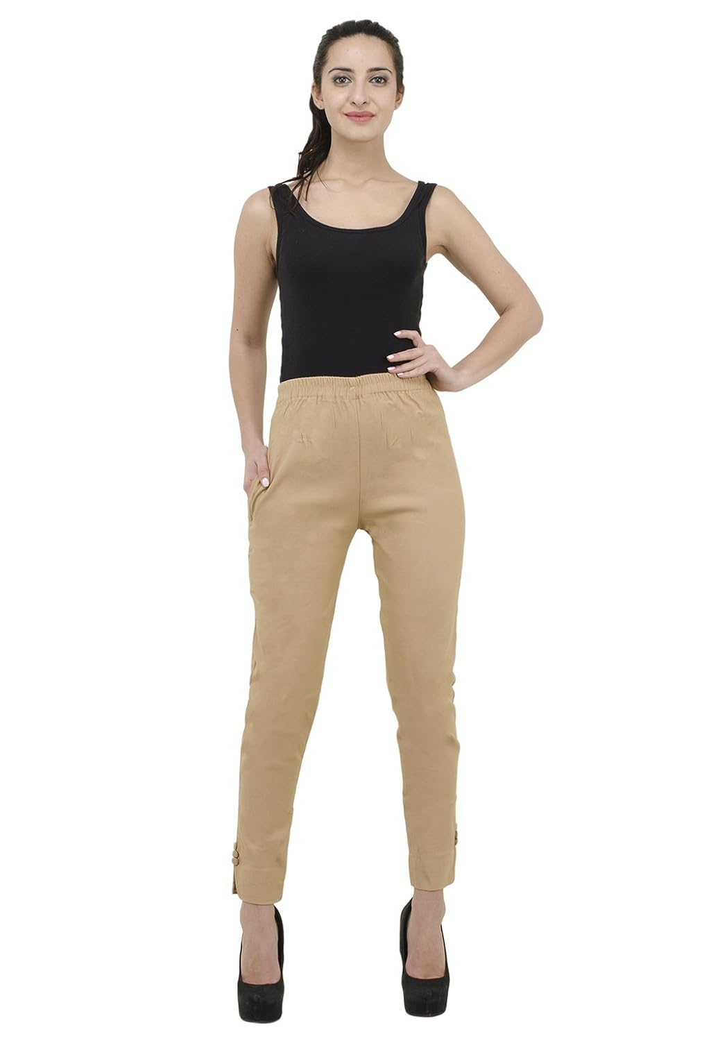 aakrithi cotton lycra brown pant plazo