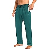 Men's Sweatpants Cotton Yoga Pants Casual Jersey Pants for Men Open Bottom Straight Leg with Zipper Pockets