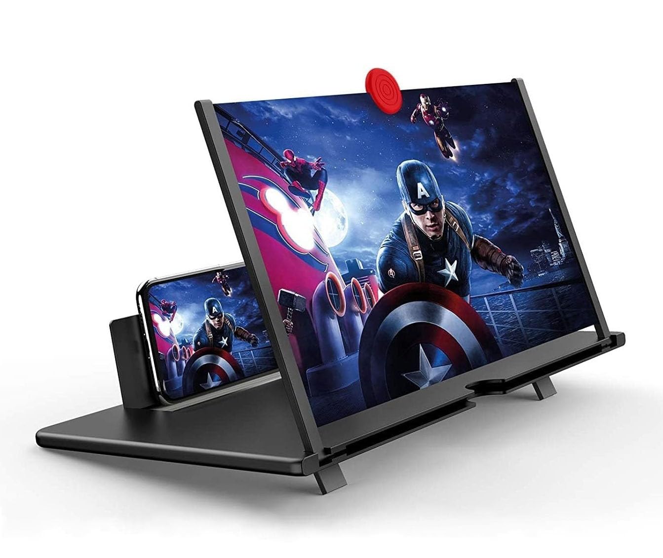 Photo 1 of 10'' Screen Magnifier Amplifier 3D HD Smart Mobile Phone Movies Amplifier with Leather Foldable Holder Stand for Any Smartphone (Black)