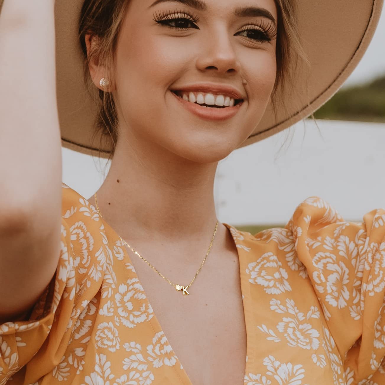 JECOMY Dainty Initial Necklace