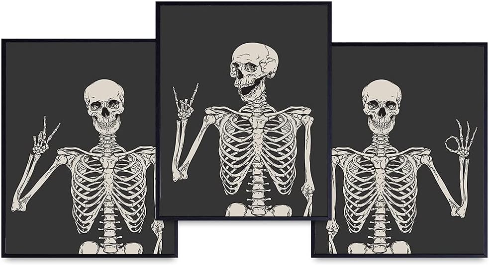 Wall Décor - Skeleton Wall Art & Decor - Halloween Wall Decor - Gothic Home Decor - Goth Room Decor - Funny Skull Wall Decor - Pagan Gifts - Bedroom Dorm Man Cave - Men Boys Teens - Witchy Picture Poster Print