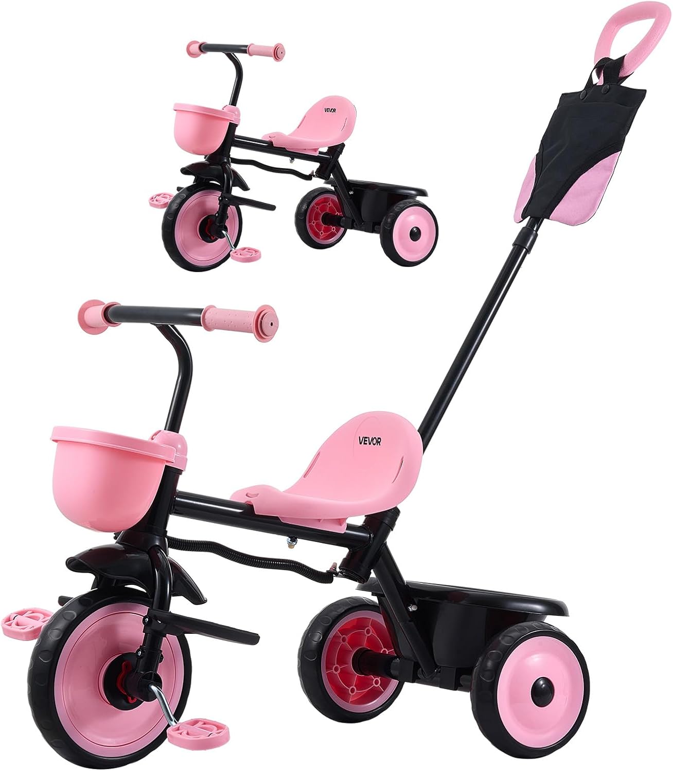 VEVOR Toddler Tricycle & Stroller for 18 Months to 5 Year Old, Kids Trike with Parent Push Handle, Adjustable Seat & Storage for Outdoor Play, Tricycle for Toddlers, Birthday Toy for Boys and Girls