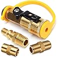 Aulufft 1/4" RV Propane Quick Connect Adapter Fittings, 4 Pcs Propane Hose Quick Connecting Adapter Shutoff Valve and Full Flow Plug