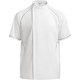 Sheenfon Pollux Men’s Chef Coat – Sporty Modern Fit Short Sleeve Shirt with Mesh Ventilation and Utility Pocket