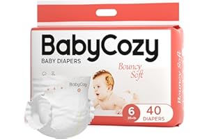Hypoallergenic Baby Diapers Size 6(35+lb),40 Count Babycozy Dry Disposable Diapers Softhack,Overnight Diapers with 10s Strong Absorption, Eco Friendly & Safe Diapers for Sensitive Infant Skin